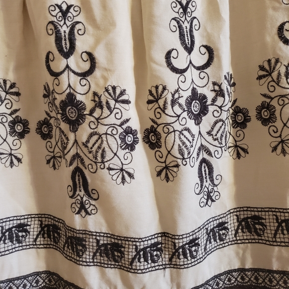 Tristan Skirt A-Line Embroidered Brown Beige Pleated Lined Side Zip Woman S-28 - Picture 4 of 8